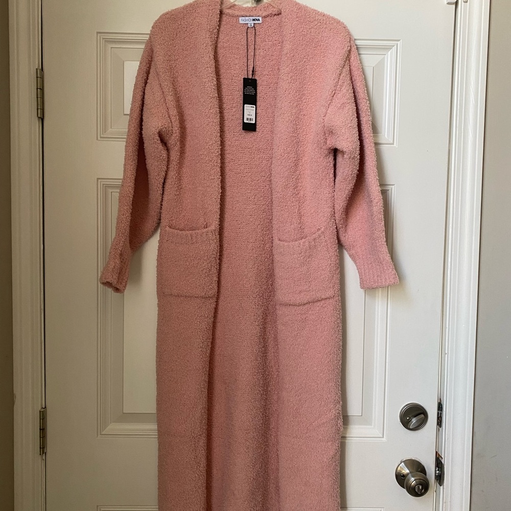 Fashion Nova Plush Open-Front Cardigan - Pink